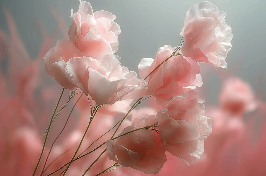 Groep roze bloemen