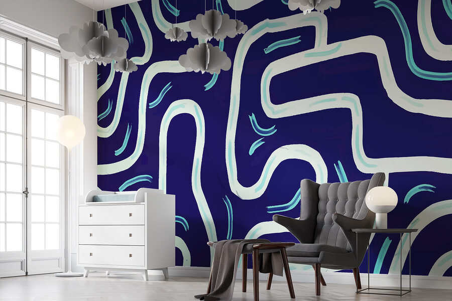 Blauw en wit patroon