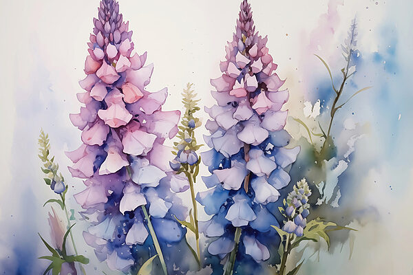 Schilderij van bloemen op een witte achtergrond Schilderij van bloemen op een witte achtergrond