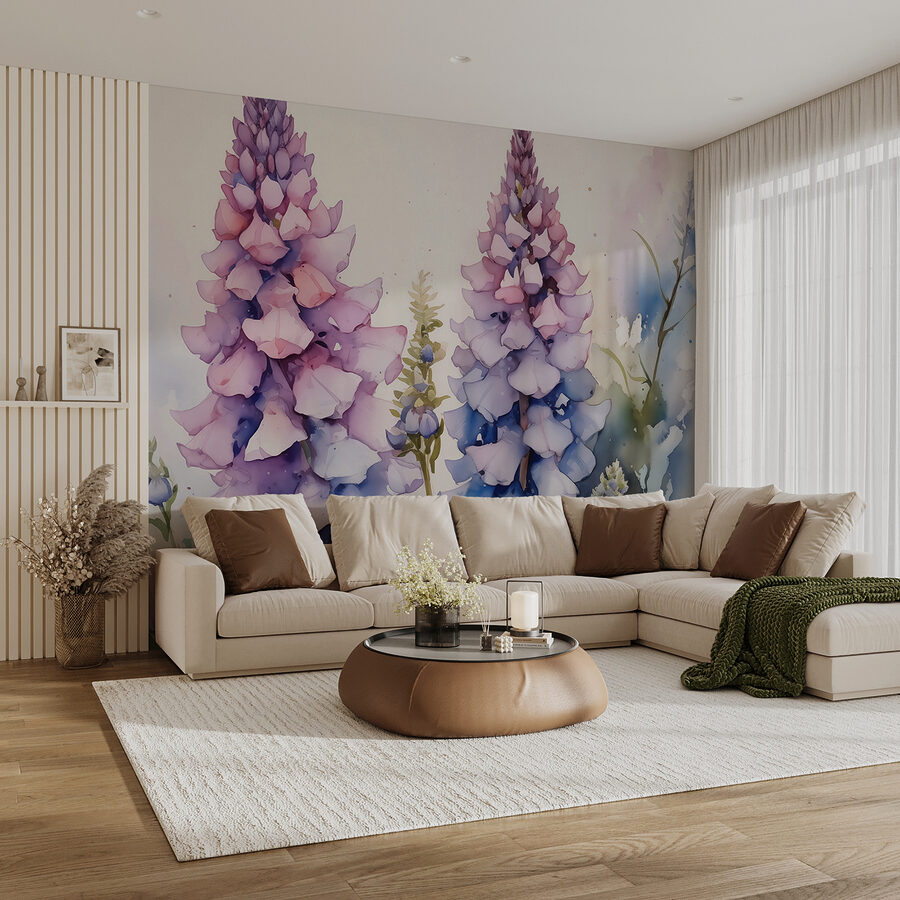 Schilderij van bloemen op een witte achtergrond Schilderij van bloemen op een witte achtergrond