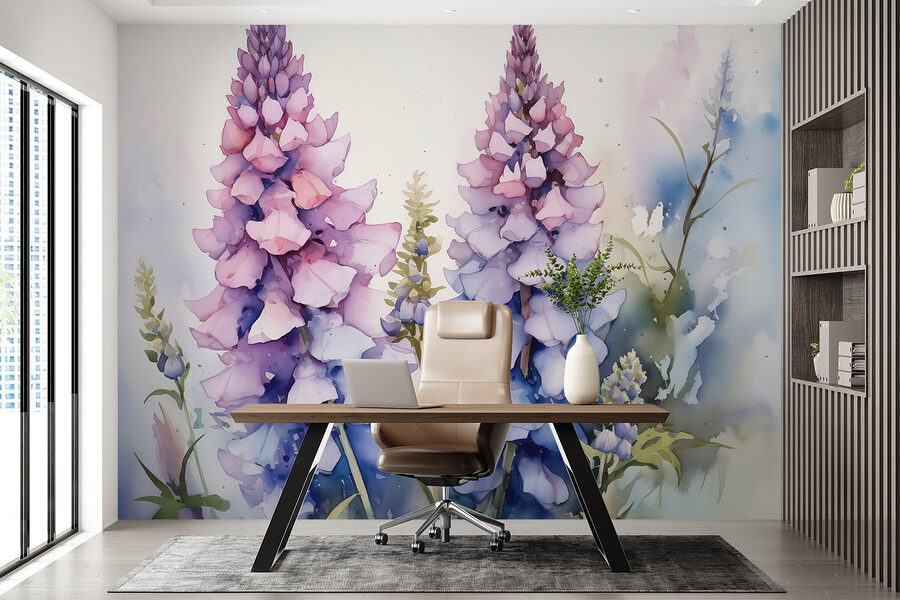 Schilderij van bloemen op een witte achtergrond Schilderij van bloemen op een witte achtergrond