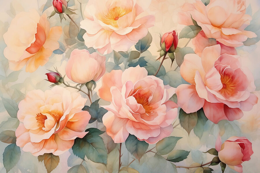 Schilderij van bloemen op een muur
