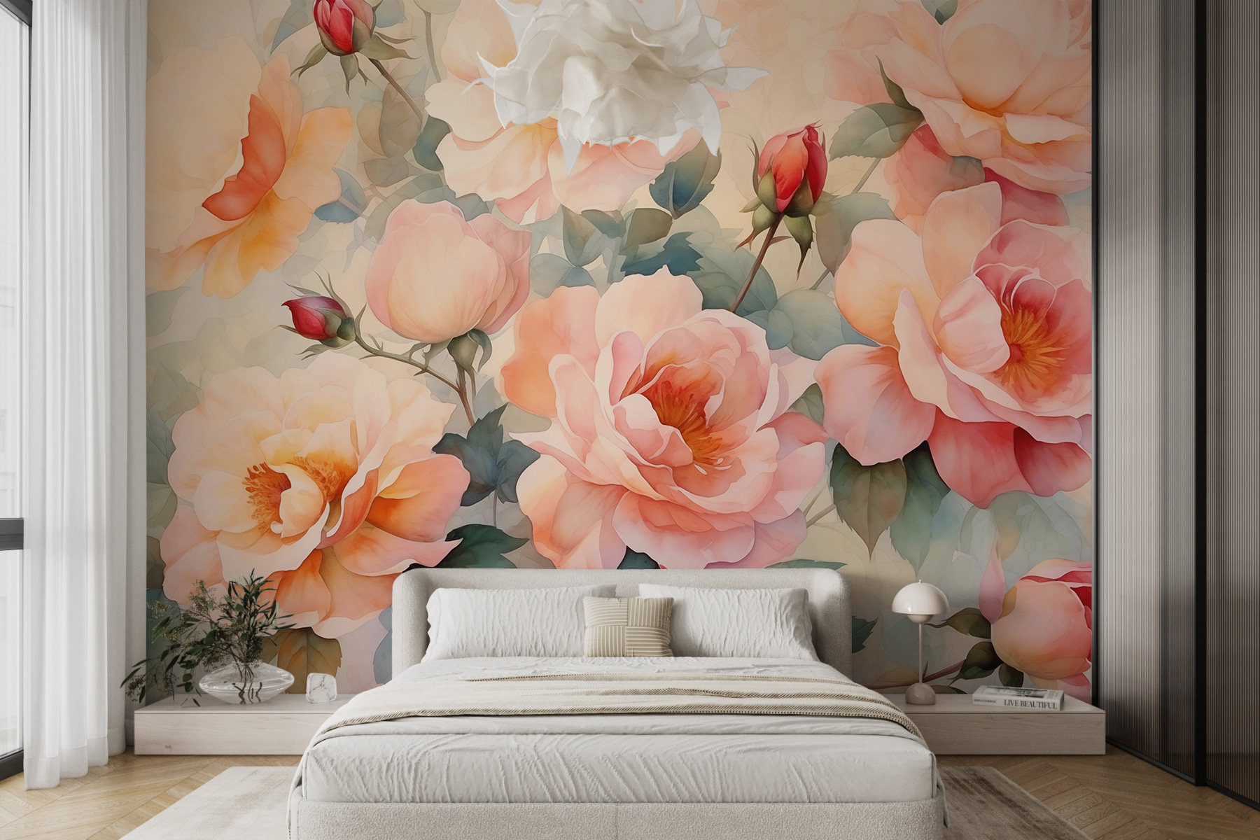 Painting of flowers on a wall Painting of flowers on a wall