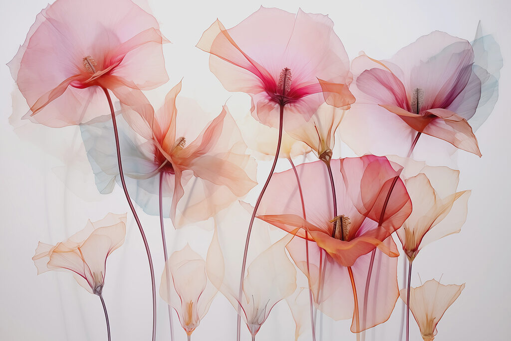 Groep bloemen met transparante bloemblaadjes Groep bloemen met transparante bloemblaadjes