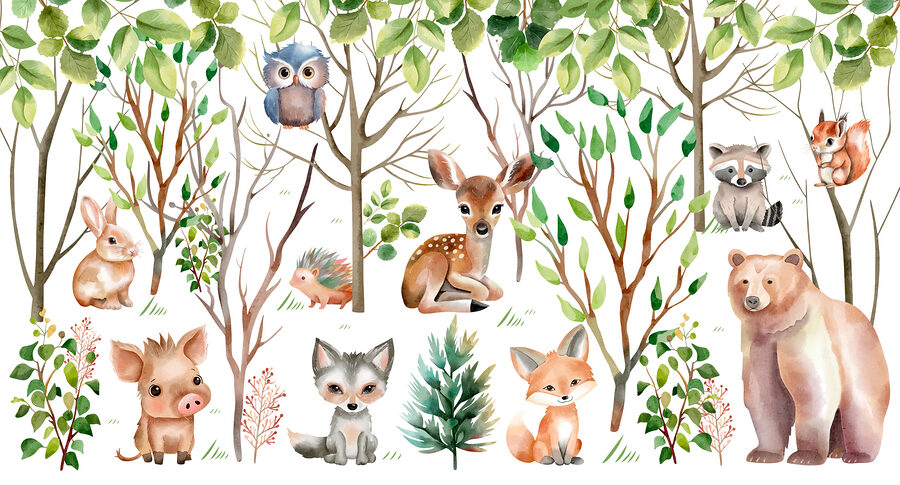 Groep dieren in het bos