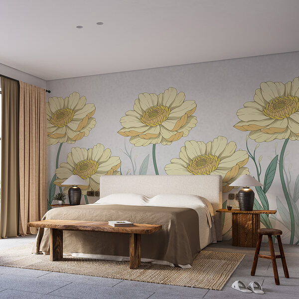 Groep gele bloemen met groene bladeren Groep gele bloemen met groene bladeren
