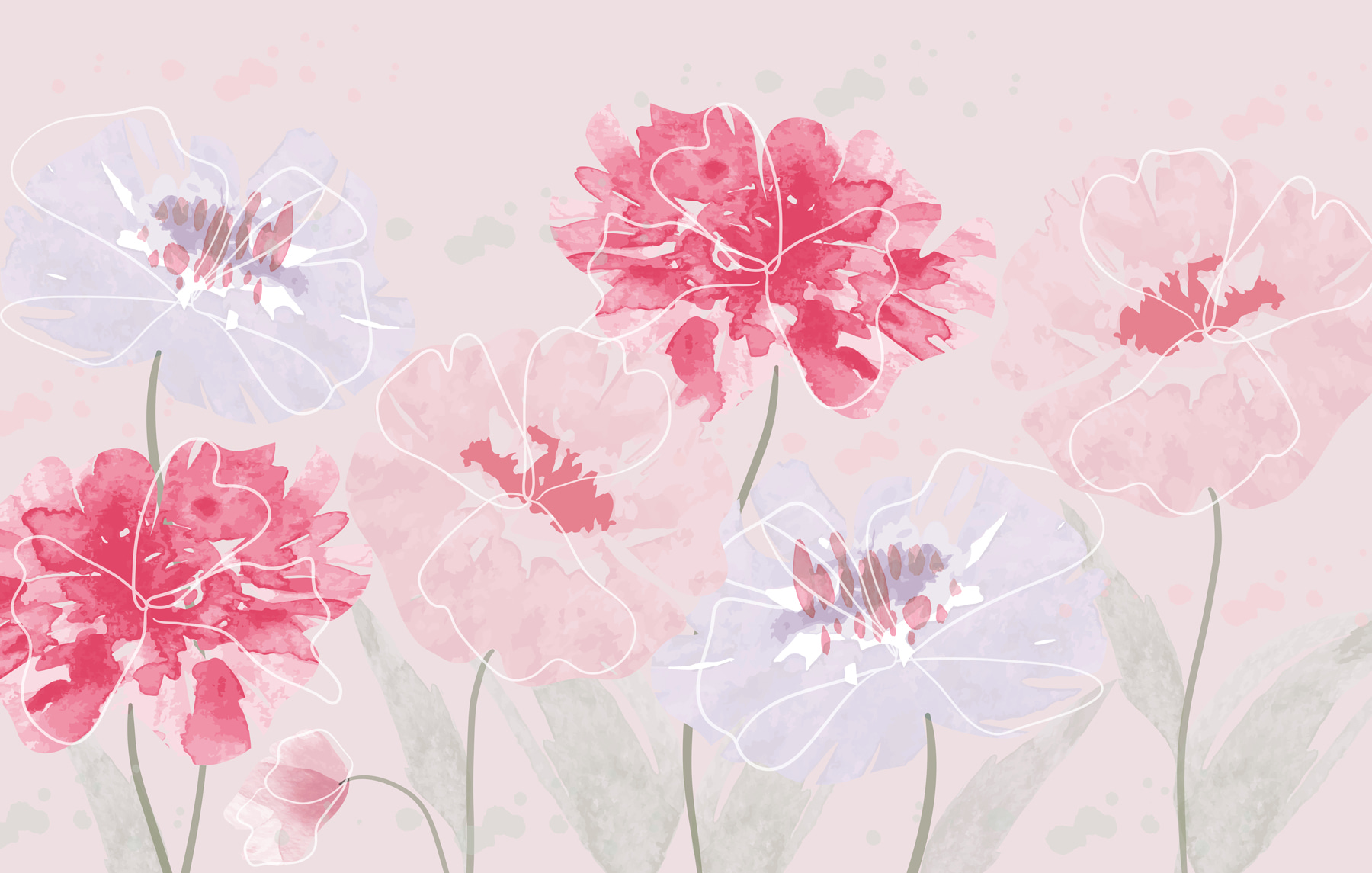 Group of flowers on a pink background
