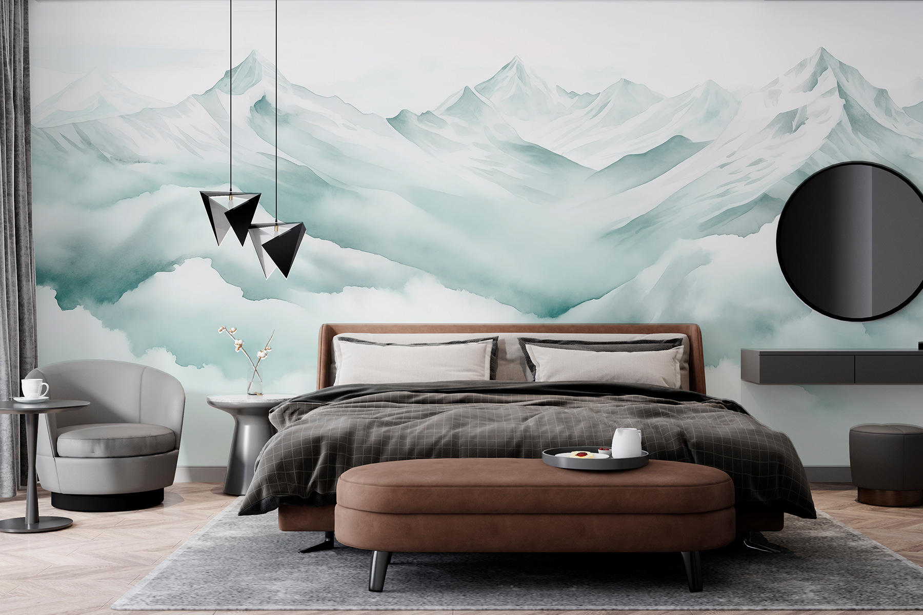 Mountain range with clouds