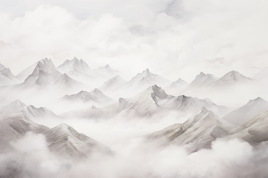 Bergketen met wolken