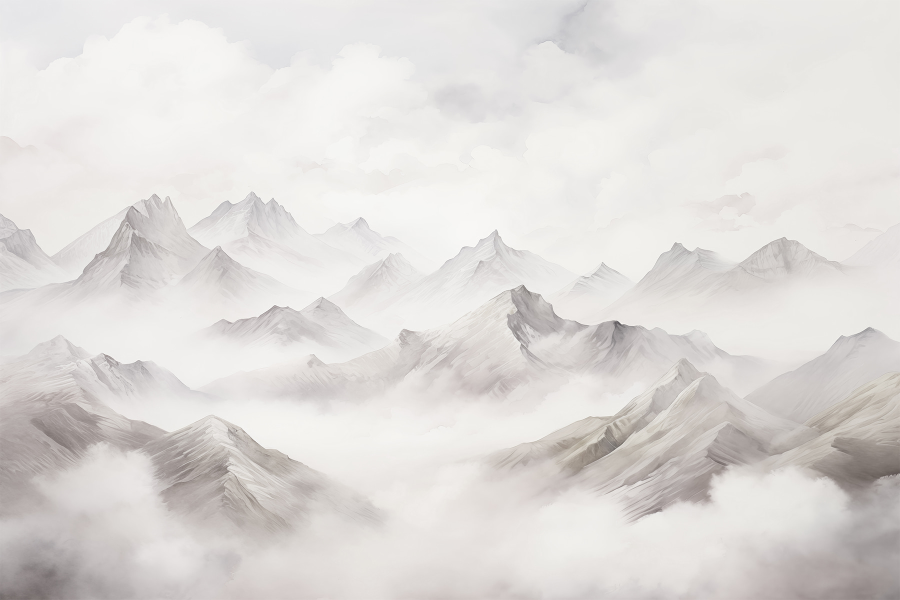 Mountain range with clouds
