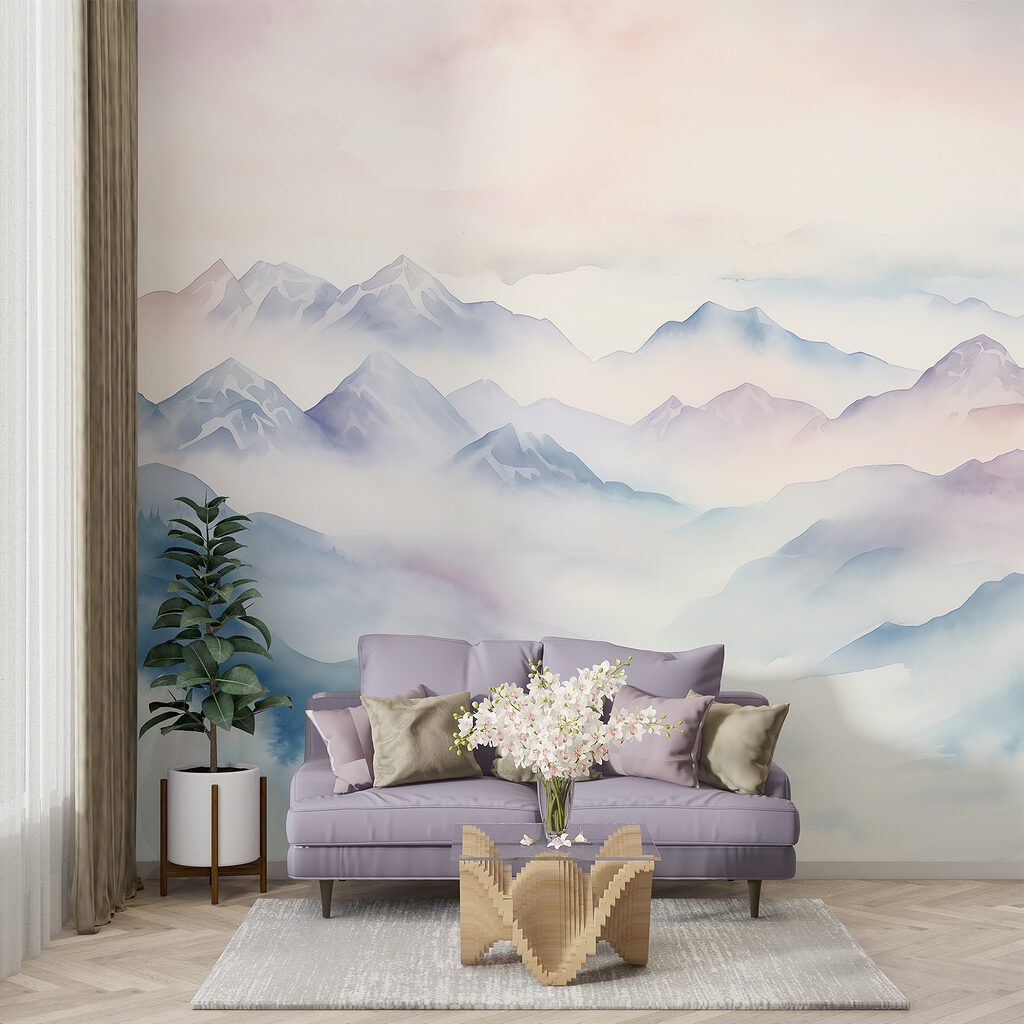 Painting of mountains and clouds Painting of mountains and clouds