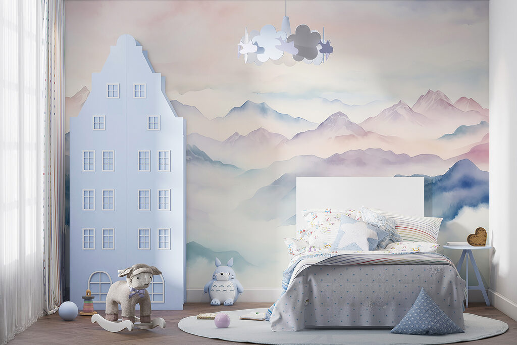 Painting of mountains and clouds Painting of mountains and clouds