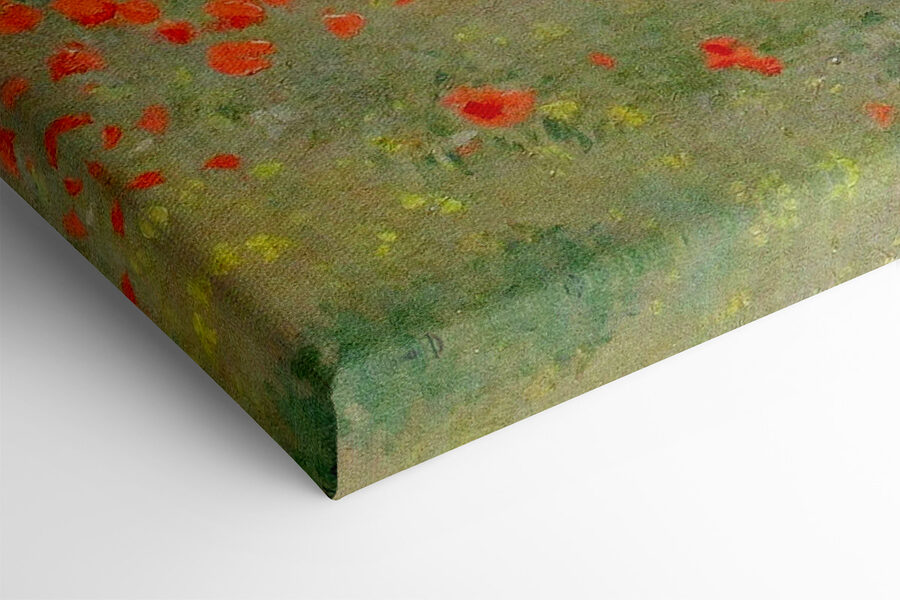 Schilderij van mensen die in een bloemenveld lopen