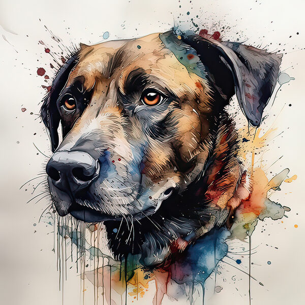 Schilderij van een hond Schilderij van een hond