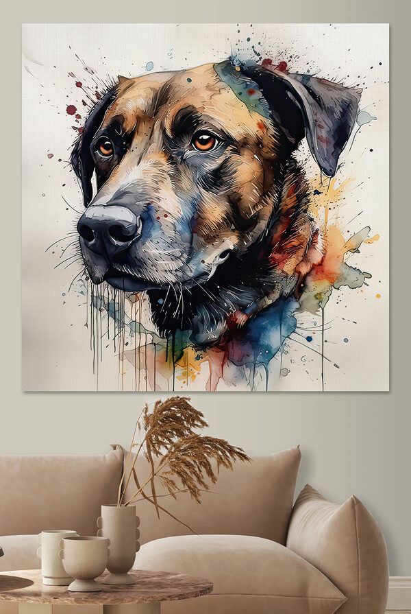 Schilderij van een hond Schilderij van een hond