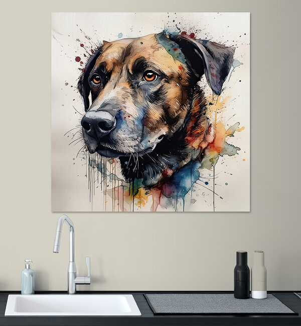 Schilderij van een hond Schilderij van een hond