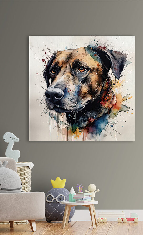 Schilderij van een hond Schilderij van een hond