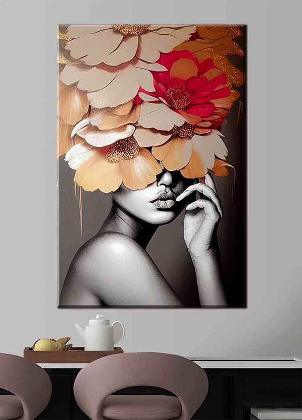 Vrouw met bloemen op haar hoofd Vrouw met bloemen op haar hoofd