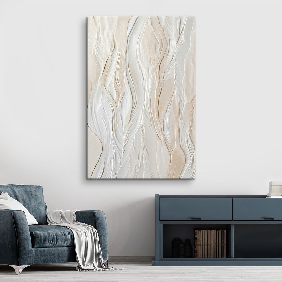 Canvas Schilderijen Witte muur met golvende lijnen - Afbeelding 4