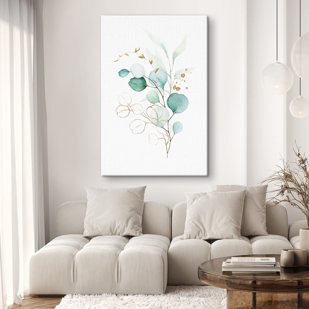 Watercolor painting of a branch with leaves
