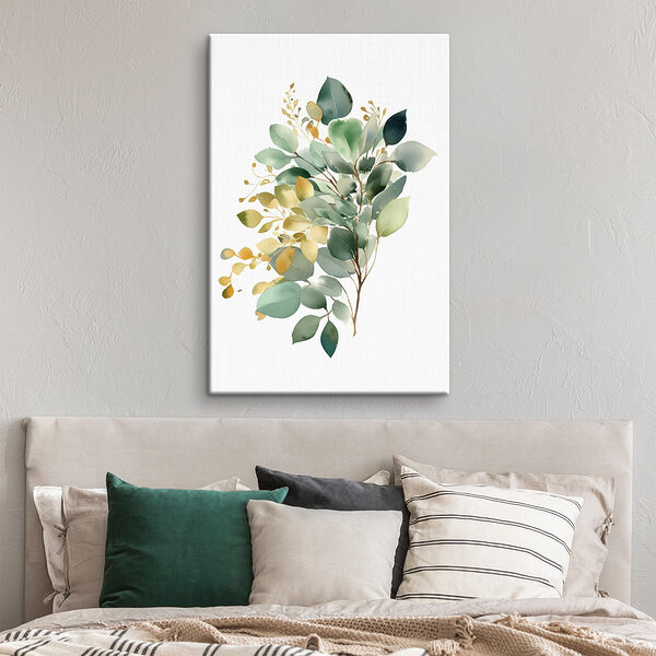 Aquarel van een tak met bladeren Aquarel van een tak met bladeren