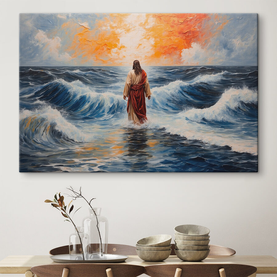 Schilderij van een man in het water