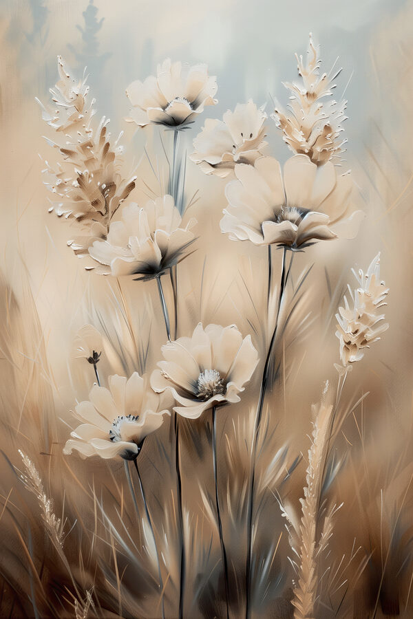 Schilderen van bloemen en gras Schilderen van bloemen en gras