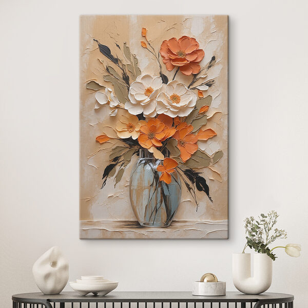 Schilderij van bloemen in een vaas Schilderij van bloemen in een vaas