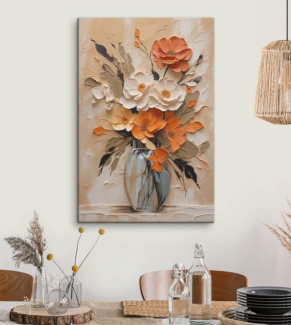 Schilderij van bloemen in een vaas Schilderij van bloemen in een vaas