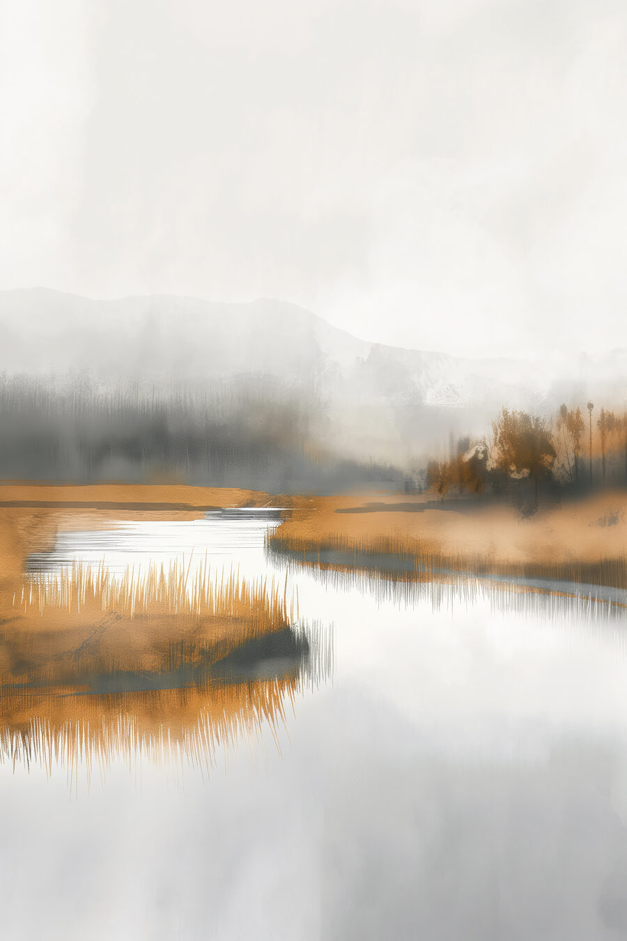 Rivier met gras en bomen op de achtergrond