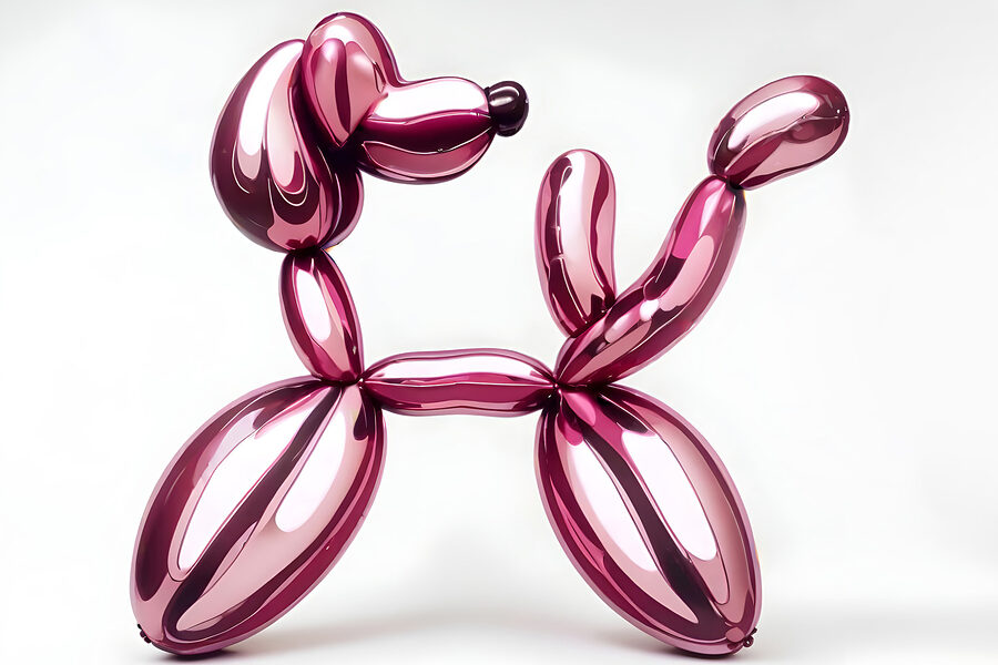 Ballonhond gemaakt van roze ballonnen