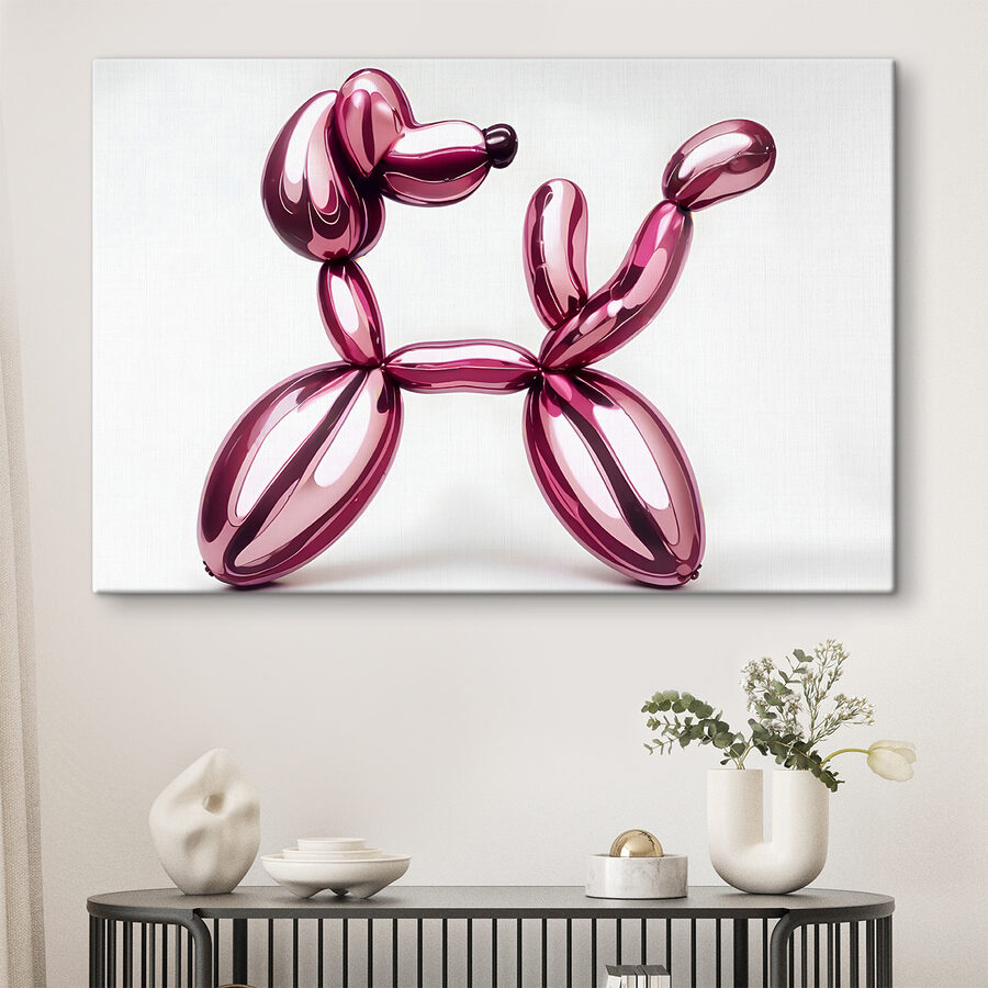Ballonhond gemaakt van roze ballonnen