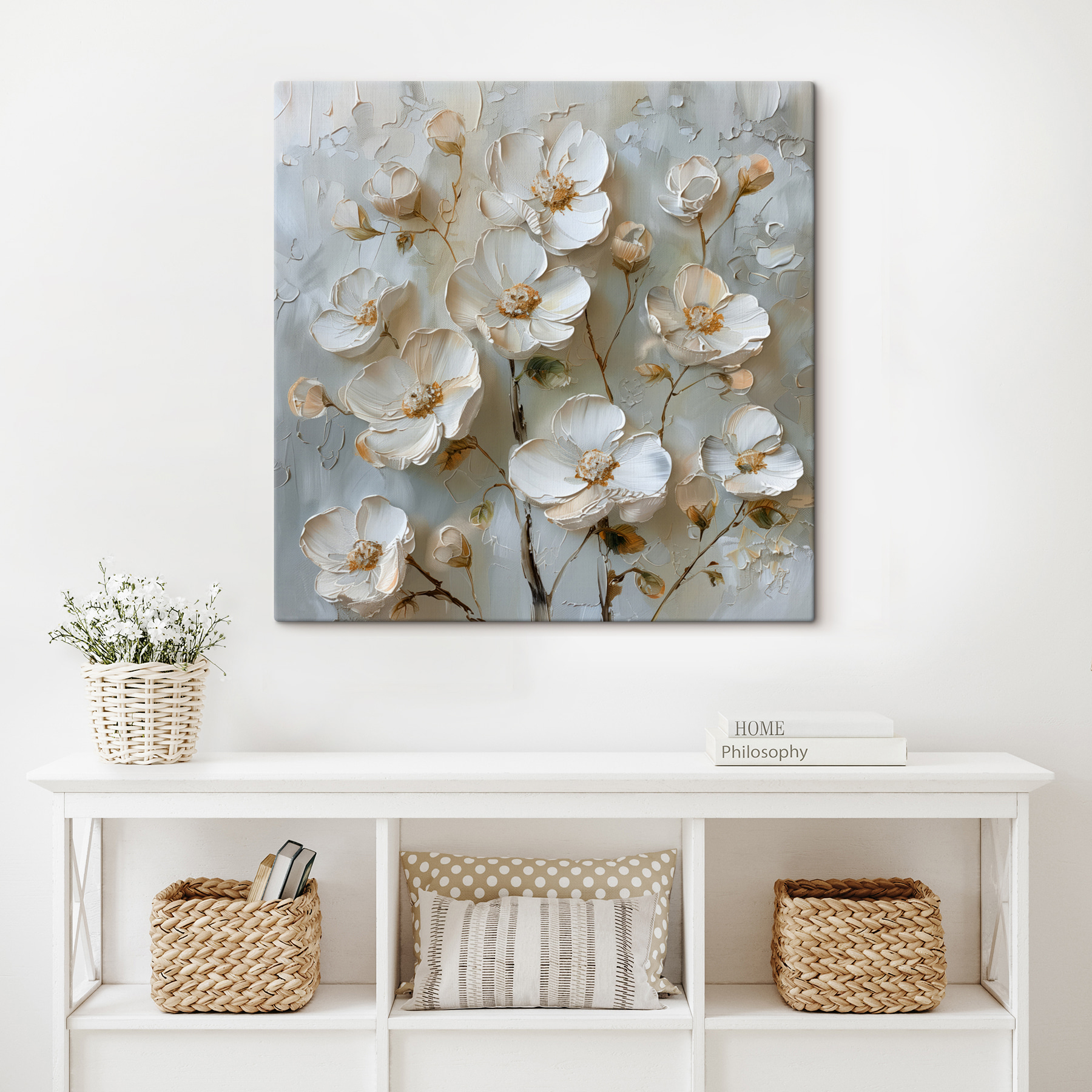 Painting of white flowers