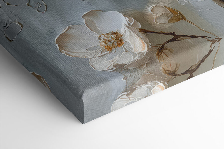 Schilderij van witte bloemen