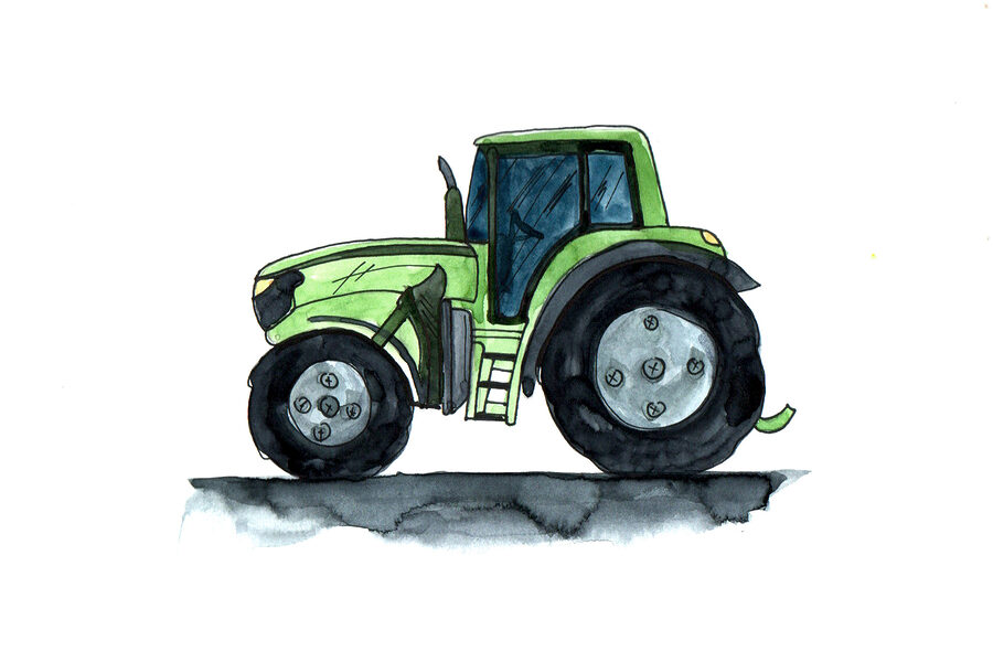 Groene tractor met grote wielen