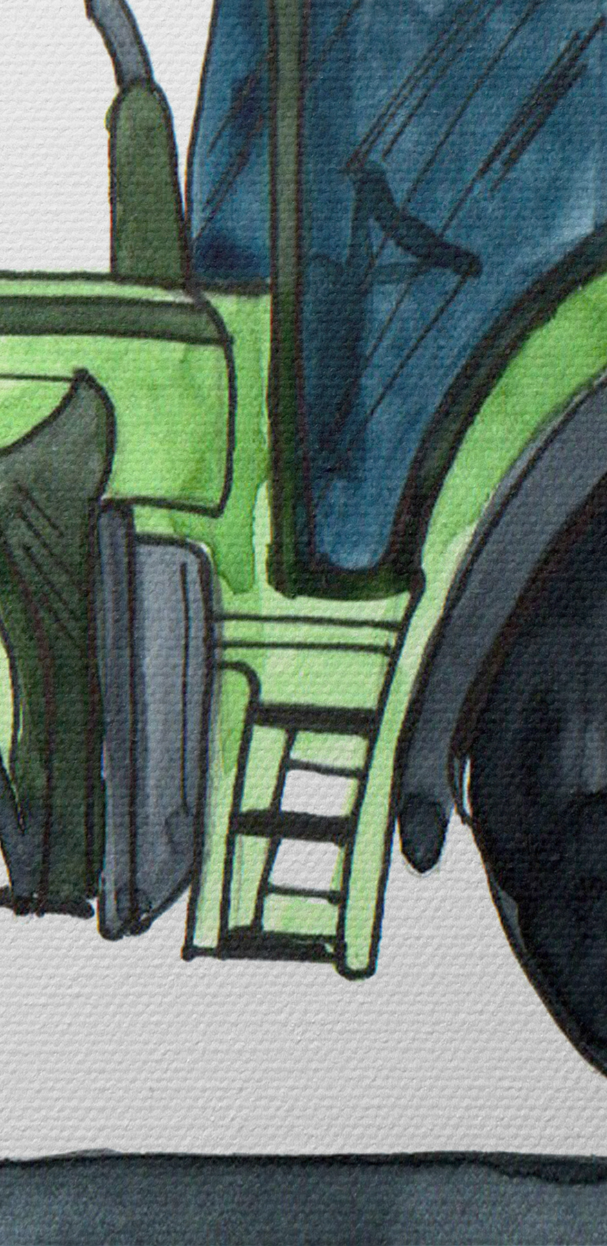 Groene tractor met grote wielen