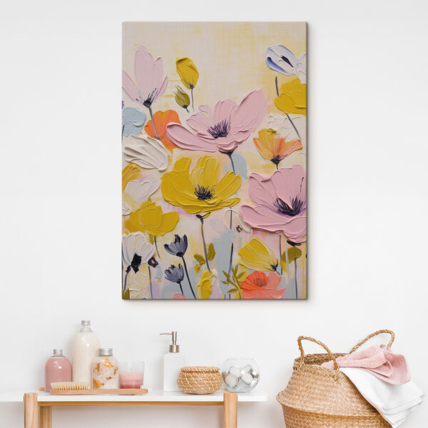 Schilderij van bloemen op een wit oppervlak Schilderij van bloemen op een wit oppervlak