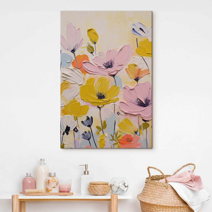 Schilderij van bloemen op een wit oppervlak