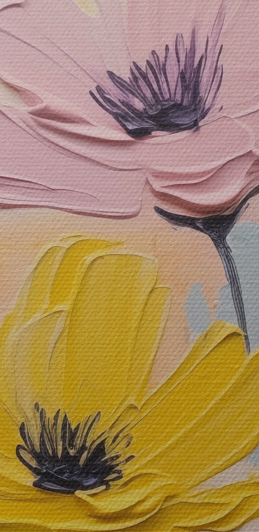 Schilderij van bloemen op een wit oppervlak
