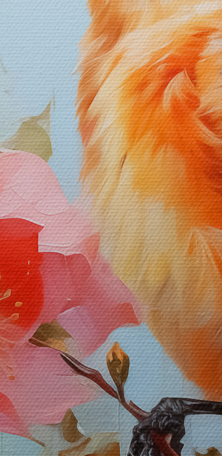 Vogel op een tak met bloemen