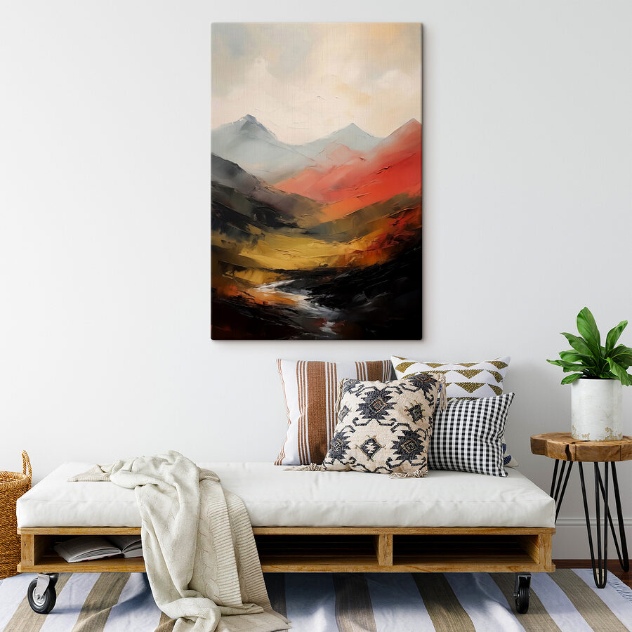 Schilderij van bergen in verschillende kleuren Schilderij van bergen in verschillende kleuren