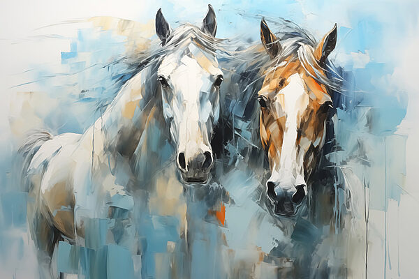 Schilderij van twee paarden Schilderij van twee paarden