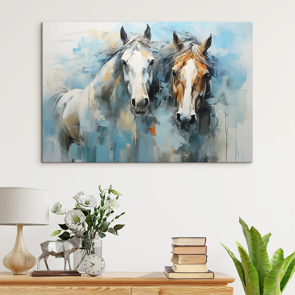 Schilderij van twee paarden Schilderij van twee paarden