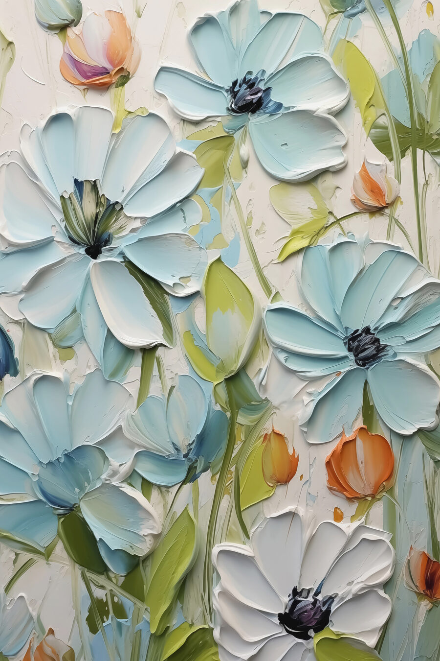 Schilderij van bloemen op een muur