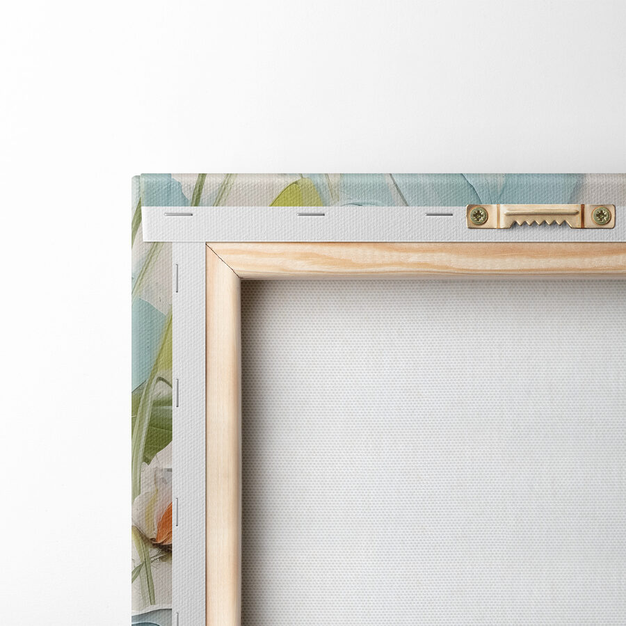 Schilderij van bloemen op een muur