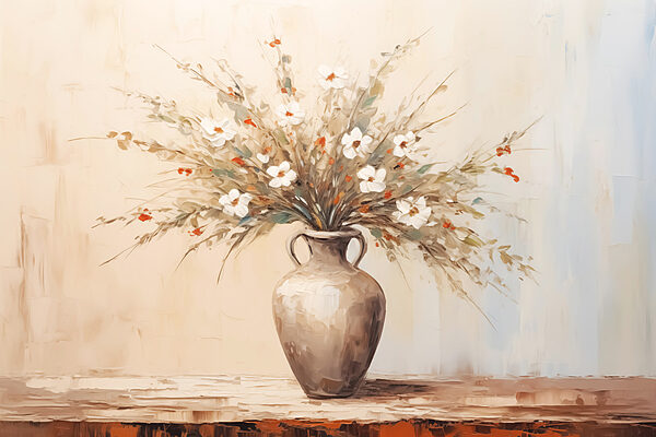 Schilderij van bloemen in een vaas Schilderij van bloemen in een vaas