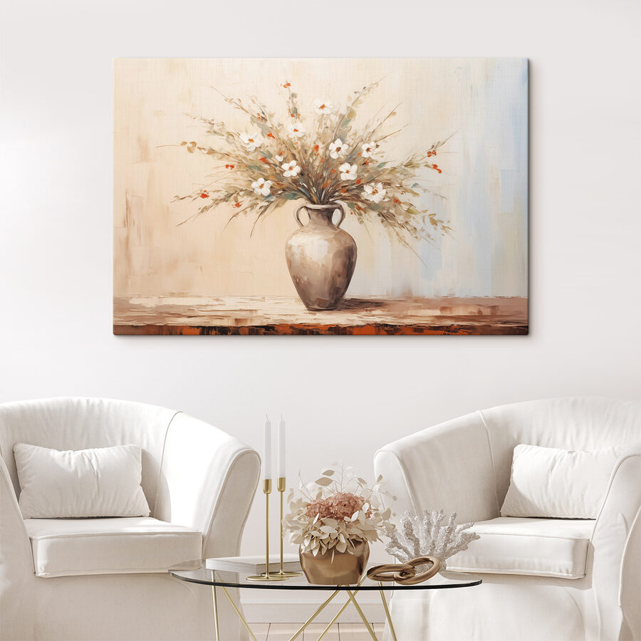 Schilderij van bloemen in een vaas Schilderij van bloemen in een vaas
