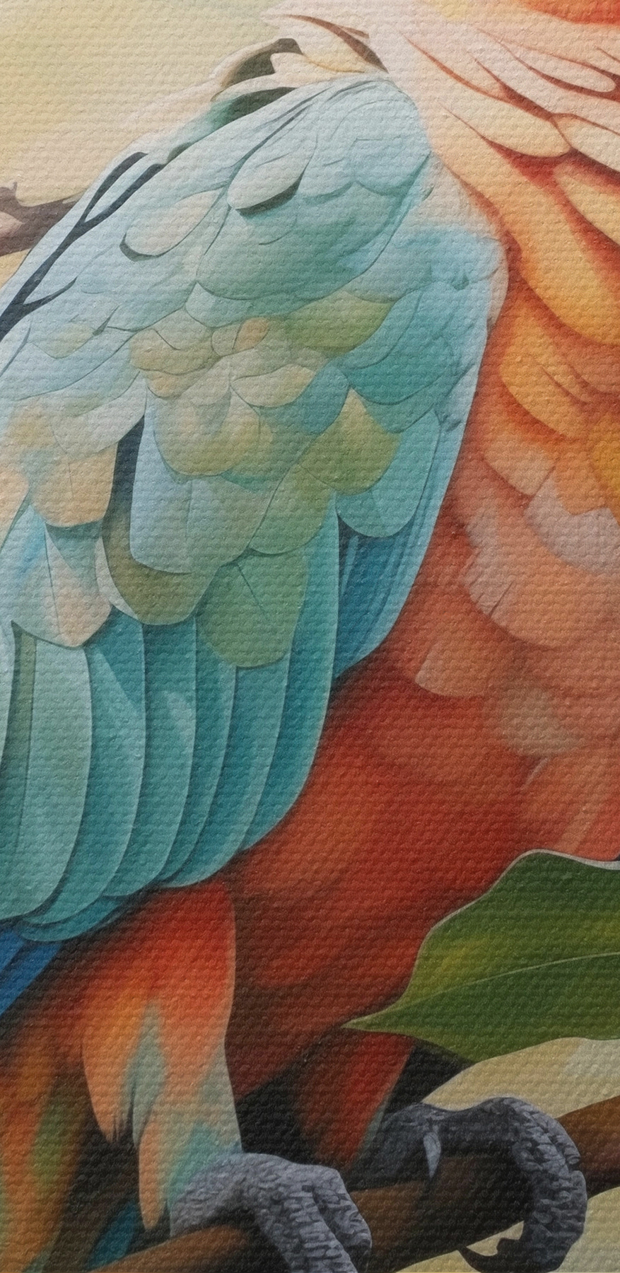 Kleurrijke vogel zittend op een tak met bloemen