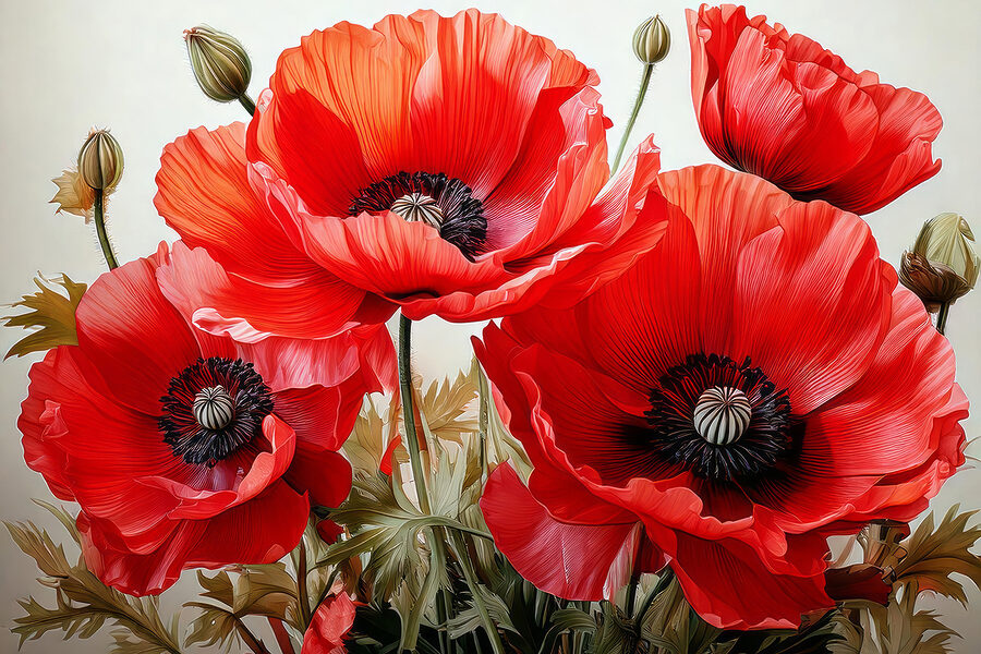 Groep rode bloemen