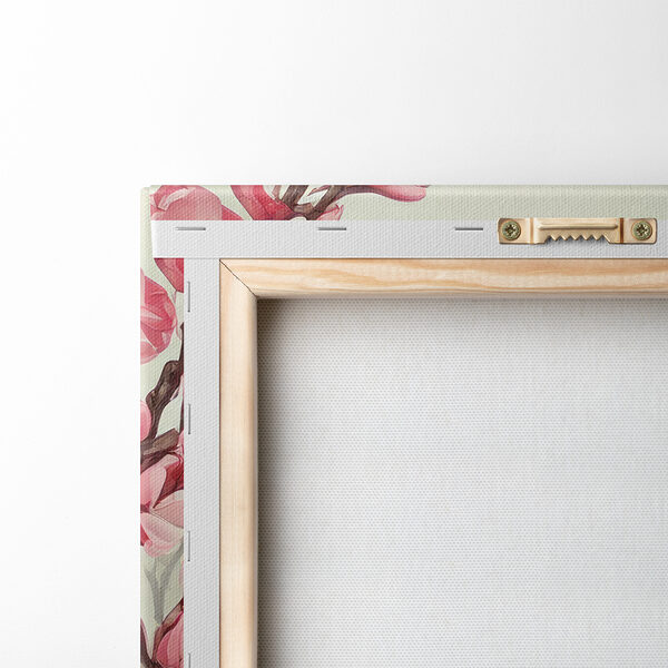 Kleurrijke vogel zittend op een tak met roze bloemen Kleurrijke vogel zittend op een tak met roze bloemen